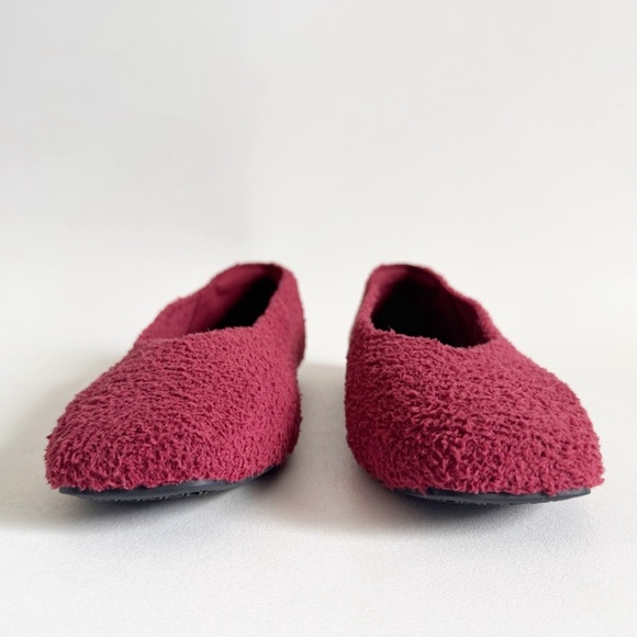 Vivaia Margot 2.0 Ballet Flat Square Terry Boucle Fuzzy Knit Comfy Burgundy 8.5 - Picture 6 of 13